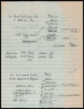 Michigan State Day Paid Reservation and Expense Notes 2, 1985
