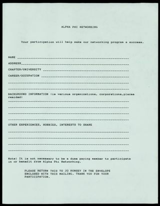 Alpha Phi Networking Form