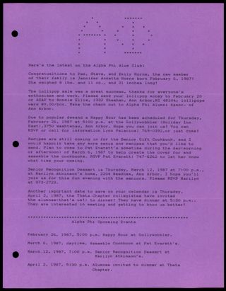 Ann Arbor Alumnae Chapter Newsletter, 1987