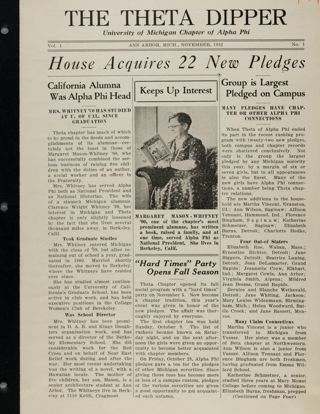 The Theta Dipper, Vol. 1, No. 1, November 1932