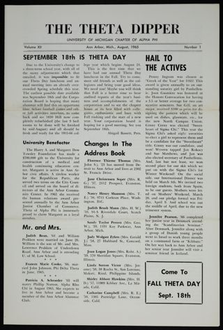 The Theta Dipper, Vol. 12, No. 1, August 1965