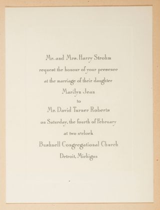 Marilyn Jean Strohm Wedding Invitation, February 4, 1950