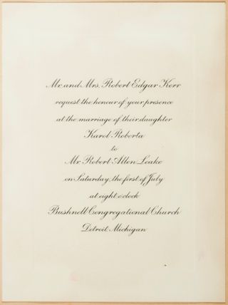 Karol Roberta Kerr Wedding Invitation, July 1, 1950
