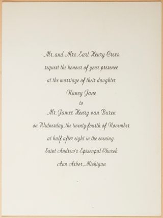 Nancy Jane Cress Wedding Invitation, November 24, 1948