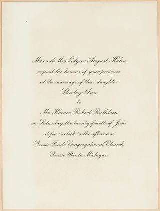 Shirley Ann Hahn Wedding Invitation, June 24, 1950