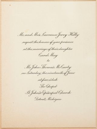 Carol May Holly Wedding Invitation, June 19, 1948