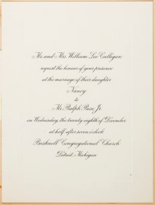 Nancy Culligan Wedding Invitation, December 28, 1949