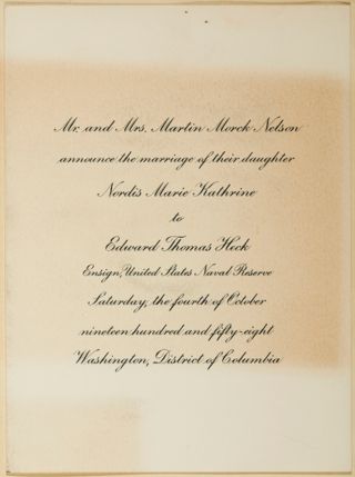 Nordis Marie Kathrine Nelson Wedding Announcement, October 4, 1958