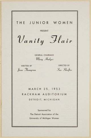 Vanity Flair Playbill, March 25, 1953