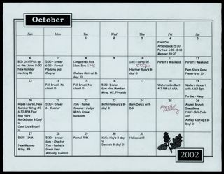 October Calendar, 2002