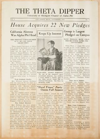 The Theta Dipper Newsletter, Vol. 1, No. 1, November 1932