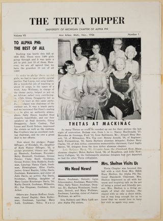 The Theta Dipper Newsletter, Vol. 7, No. 1, November 1956