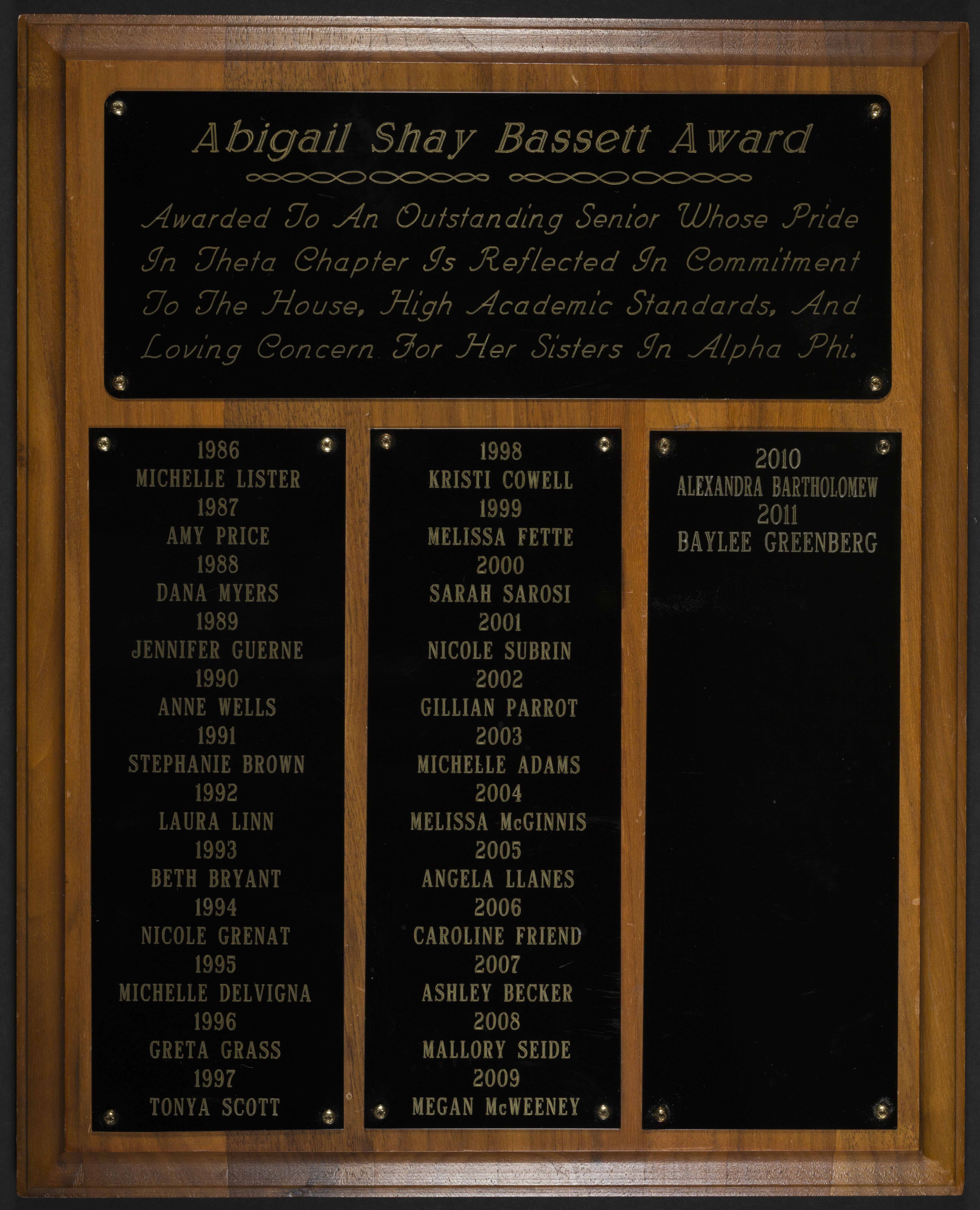 First Abigail Shay Bassett Award