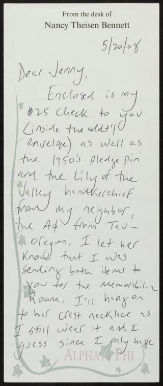 Nancy to Jenny Letter, May 20, 2008