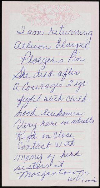 Mrs. Gerald Ploeger to Alpha Phi International Note, February 25, 2015