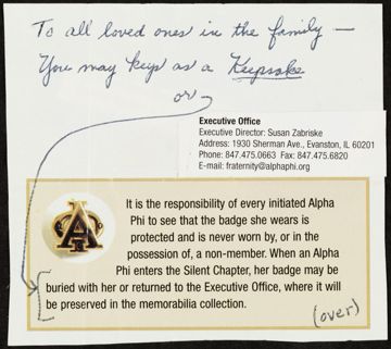 Wilma Lange Hollingsworth to Susan Zabriskie Note, 2000s
