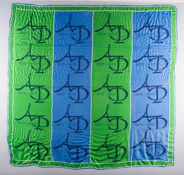 Green and Blue Alpha Phi Centennial Scarf, 1972