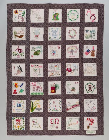 Dark Blue Flower Print Active Chapters Quilt 1, 1981