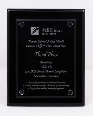 Fraternity Communications Association Human Interest Article Award Plaque, 2010