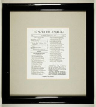 The Alpha Phi Quarterly, Vol. 1, No. 1, July 1888 Framed Cover