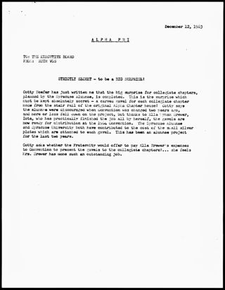 Ruth Vos to The Executive Board Memo, December 12, 1963
