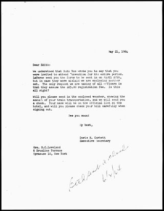 Doris R. Corbett to Edith Note, May 21, 1964