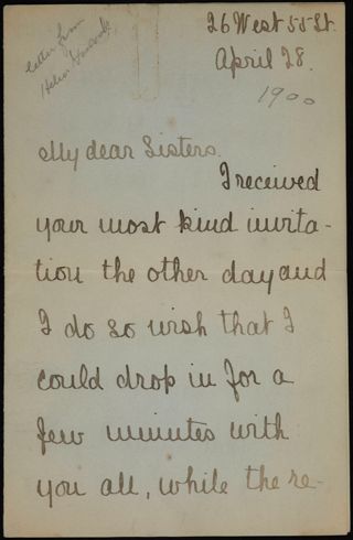 Helen Hiscock to Sisters Letter, April 28, 1900