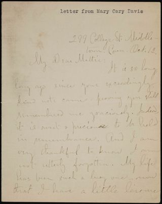 Mary F. Davis to Mattie Letter
