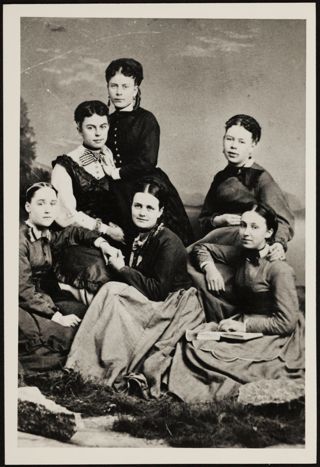 Crow, Foote, and Higham With Three Unidentified Alpha Phis Photograph, c. 1873