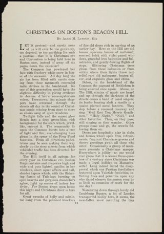 Christmas on Boston's Beacon Hill Magazine Clipping, January 1926