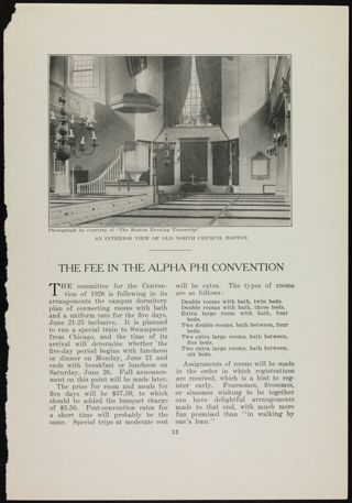 The Fee in the Alpha Phi Convention Magazine Clipping, January 1926