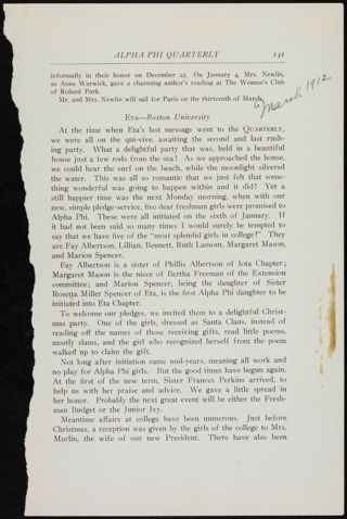 Eta-Boston University Magazine Clipping, March 1912