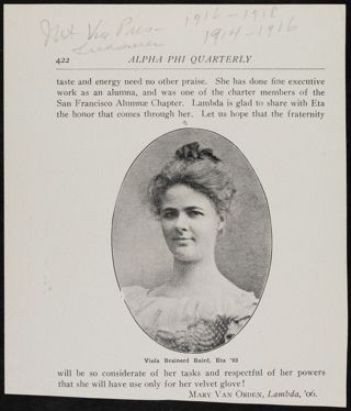 Viola Brainerd Baird... Magazine Clipping, c. 1910s