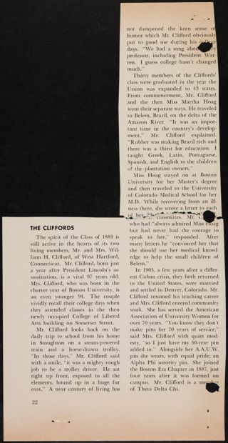 The Cliffords Magazine Clipping, Summer 1963