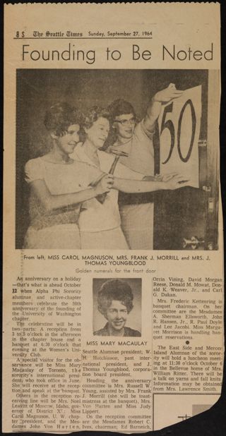 Founding To Be Noted Newspaper Clipping, September 27, 1964