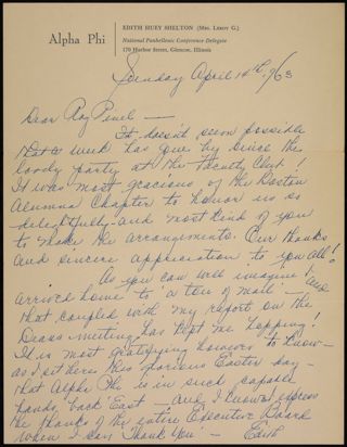 Edith to Roz Pinel Letter, April 14, 1996