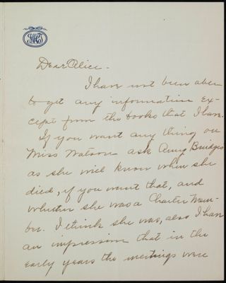 Mary Hobson Tewksbury to Alice Letter, June 5, 1922