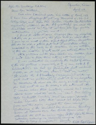 Edith Troxell Egner to Mrs. Hultsch Letter, c. 1979