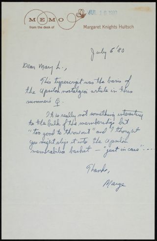 Marge to Mary L. Note, July 6, 1980