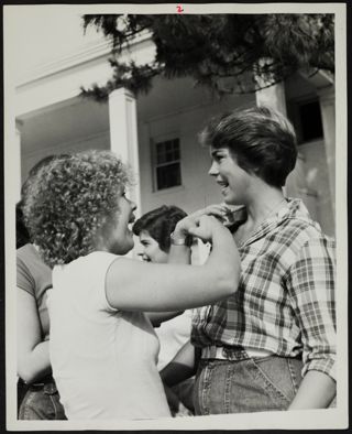 Two Unidentified Omicron Chapter Members Pinning Photograph 2, 1978
