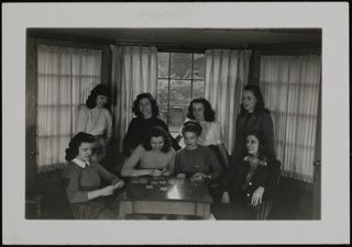 Anita Smith, Mary Westbrook, and Six Unidentified Rho Chapter Members Photograph, 1946-1947