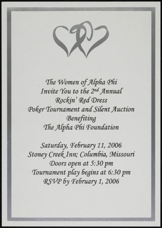 Omicron Chapter Rockin' Red Dress Poker Tournament and Silent Auction Invitation, February 11, 2006