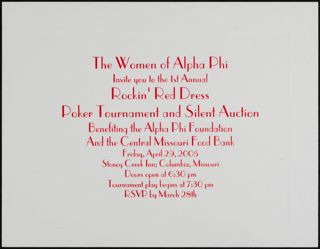 Omicron Chapter Rockin' Red Dress Poker Tournament and Silent Auction Invitation, April 29, 2005