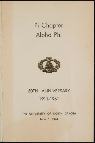 Pi Chapter 50th Anniversary Program, June 5, 1961