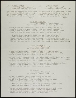 Twelve Alpha Phi Songs Lyric Sheet