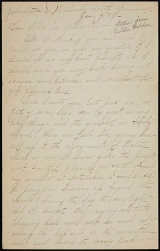 Bertha Holden to Sisters in Alpha Phi Letter, January 9, 1885
