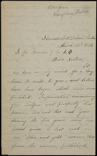 Mary Cary Davis to Sisters Letter, March 22, 1881
