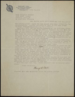 Mary F. Call to Miss Grishaw Letter, June 24, 1931