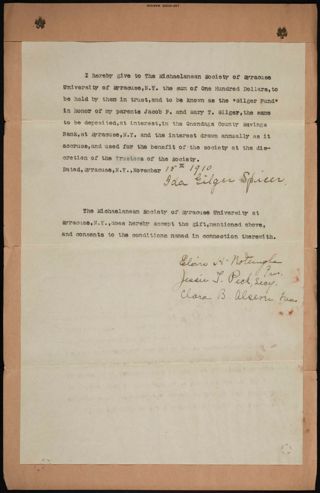 Ida Gilger Spicer to the Michaelanean Society Note, November 15, 1910