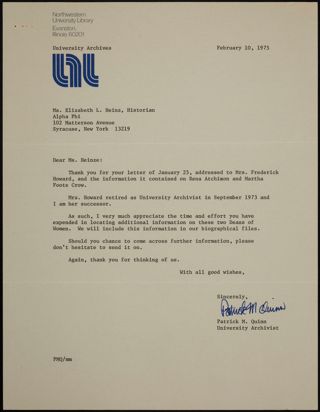 Patrick M. Quinn to Ms. Heinze Letter, February 10, 1975
